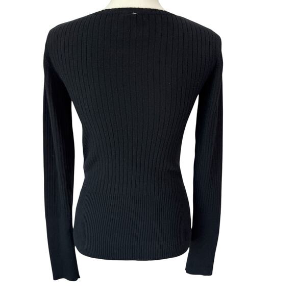 Vintage GAP Sweater Size Small Ribbed Beaded Trim Black Cotton Wool Angora - Picture 2 of 8